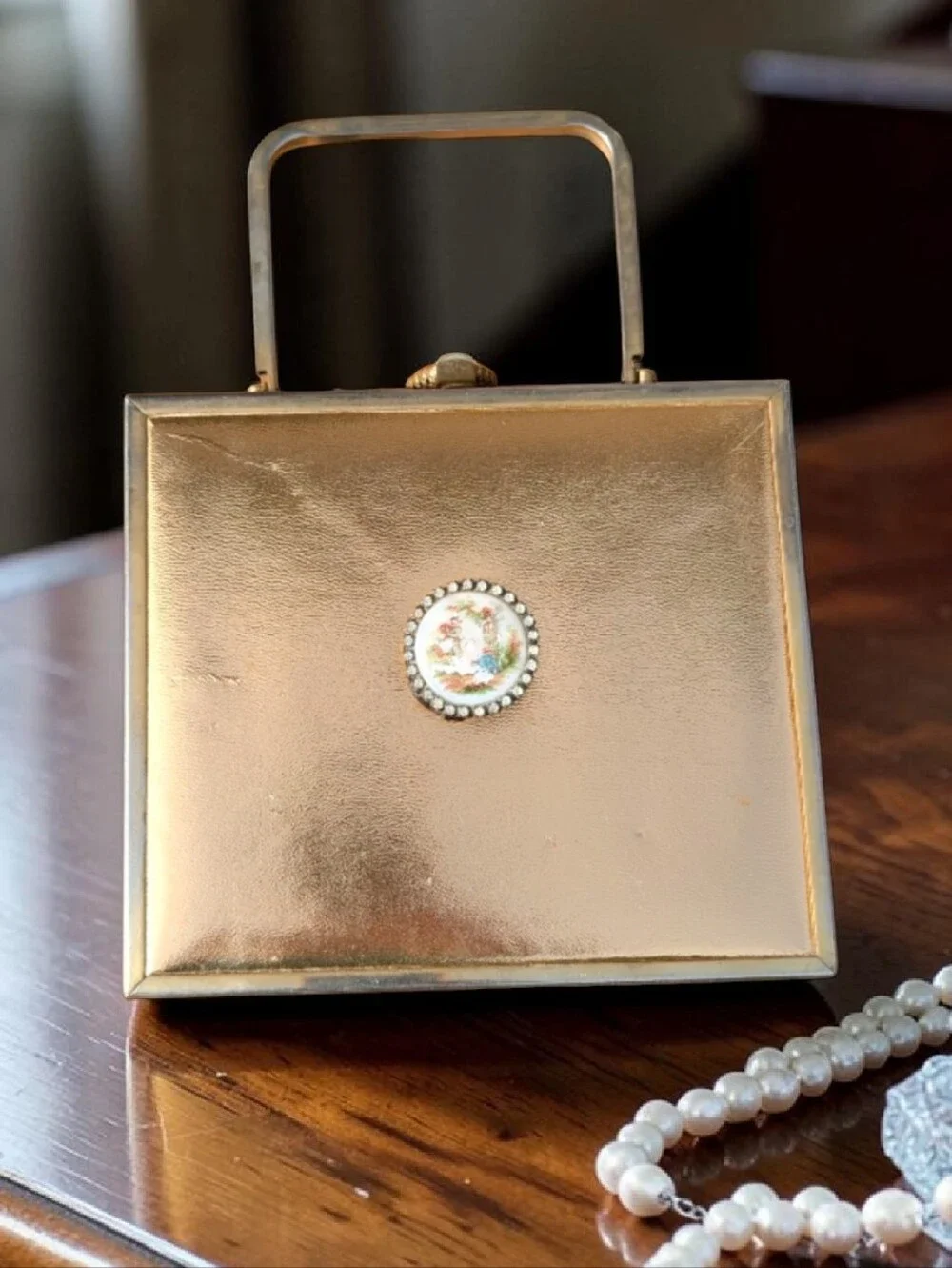 Tyrolean New York Vintage Rhinestone-Bordered Cameo Handbag